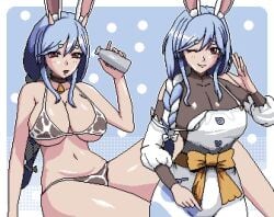 big_ass big_breasts big_butt big_thighs big_titties bikini blue_hair character_request clothing cowgirl curvaceous curvaceous_female curvaceous_figure curvy curvy_figure curvy_hips hololive hololive_english long_hair milf pixel_art seiko093 twintails vtuber
