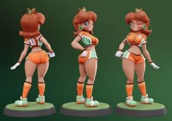 1girls 3d big_breasts breasts clothed clothing female female_focus female_only full_body looking_at_viewer mario_(series) princess_daisy smooth_skin solo solo_female super_mario_strikers tagme the-great-pipmax thick_thighs thighs