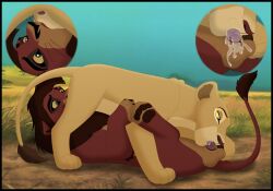 69_position animal_genitalia balls bodily_fluids disney duo erection felid female feral fur genital_fluids genitals hair hi_res kaion kovu_(the_lion_king) lion male male/female mammal nala_(the_lion_king) oral pantherine penis sex the_lion_king