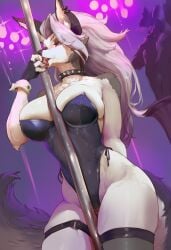-_-abc 1girls ai_generated anthro ass big_ass big_breasts breasts bunnysuit demon demon_girl ear_piercing ears female fur furry goth_girl grey_body grey_fur grey_hair hellhound helluva_boss judge_eyes licking licking_pole long_hair looking_at_viewer loona_(helluva_boss) red_sclera spiked_collar strip_club stripper stripper_pole tail thick_thighs tongue tongue_out two_tone_body two_tone_fur two_tone_tail white_body white_eyes white_fur wolf wolf_girl