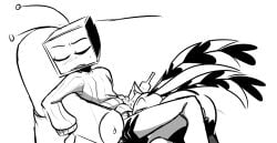 deepthroat drunk male non_color penis somno somnophilia sucking_off sucking_penis valentino_(hazbin_hotel) vox_(hazbin_hotel)