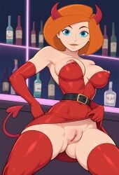 ai_generated ann_possible big_ass big_breasts big_butt cartoon cartoon_character cartoon_milf cartoon_mom cleavage devil devil_girl devil_horns devil_tail female gloves kim_possible labia mature_female mature_woman milf mommy mother no no_panties puffy_pussy pussy robotkesh seductive shaved_pussy showing_pussy solo solo_female strip_club teasing thick_thighs thighhighs upskirt visible_breath visible_nipples wide_hips