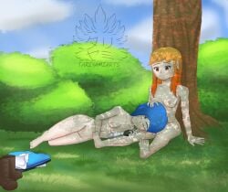 after_sex female field_background laying_on_lap lesbian lesbian_sex meggy_spletzer naked park smg4 tari_(smg4) tariyamiarts tree tree_shade yuri