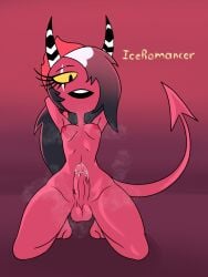 female helluva_boss imp male penis penis_focus precum red-skinned_female sallie_may_(helluva_boss) thick_thighs trans_(lore) trans_woman