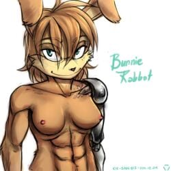 1:1 abs anthro archie_comics breasts bunnie_rabbot charisma cybernetics cyborg female green_eyes lagomorph leporid looking_at_viewer machine mammal muscular muscular_female nipples prosthetic rabbit sega solo sonic_(series) sonic_the_hedgehog_(archie) sonic_the_hedgehog_(comics) sonic_the_hedgehog_(series)