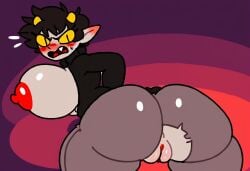 1girl 1girls ai_generated angry ass ass_focus black_eyes black_hair black_iris black_pupils blush butt_focus civitai exposed_pussy female female_focus female_only genderswap_(mtf) grey_skin homestuck homestuck_troll horns hyper_breasts karkat_vantas pointy_ears pussy red_blush red_nipples red_pussy ripped_clothing rule_63 slit_pupils solo solo_female solo_focus tagme torn_clothes torn_clothing troll yellow_sclera