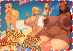 4girls a_link_between_worlds absurd_res alternate_version_available areola areola_slip beach big_areola big_breasts big_nipples bikini blonde_hair blue_sky breasts breasts_bigger_than_head breath_of_the_wild brown_hair clothing cloud completely_nude completely_nude_female female female_only group hair hi_res hourglass_figure huge_areola huge_breasts huge_nipples humanoid humanoid_pointy_ears hylian hyper_breasts innie_pussy kneeling light_body light_skin long_hair multiple_girls naked naked_female nintendo nipple_slip nipples nude nude_female princess_zelda puffy_pussy pussy sadflowerhappy sagging_breasts sea seaside short_hair sitting sky skyward_sword sling_bikini square_crossover standing string_bikini suntan swimwear tan_body tan_line tan_skin tears_of_the_kingdom the_legend_of_zelda top_heavy twilight_princess water zelda_(a_link_between_worlds) zelda_(skyward_sword) zelda_(tears_of_the_kingdom) zelda_(twilight_princess)