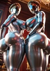 2girls ai_generated atomic_heart big_ass big_breasts huge_ass robot_girl teasing the_twins_(atomic_heart) thick_thighs