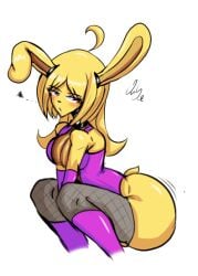 animatronic anime_style ass breasts bunny_ears bunny_girl bunny_tail five_nights_in_anime fnia giygal purple_eyes side_view spring_bonnie springtrap_(fnia) thighs uninterested yellow_body