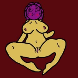 absolutely_nothing_on bare_breasts nude_female omega purple_hair pussy_visible yellow_skin