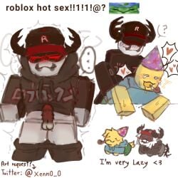 blocky_body blush drooling english_text gay male penis pest_(regretevator) poob_(regretevator) regretevator roblox roblox_game self_upload sex tagme