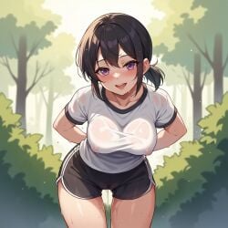 1girls 2020s 2024 :d ai_generated athlete athletic_female being bent_over big_breasts black_hair blush blushing breasts bushes cameltoe dolphin_shorts eyebrows_visible_through_hair female_ejaculation forest front_view grool hands-free hands-free_orgasm hands_behind_back human light-skinned_female light_skin moderate_tomboy nipples nipples_visible_through_clothing outdoors purple_eyes pussy_bulge pussy_juice pussy_juice_drip pussy_juice_through_clothing seductive seductive_look see-through_top shiny_hair shiny_skin short_hair short_ponytail side_slit side_slit_shorts smile smiling solo solo_female squirting squirting_in_bottomwear standing striped_bottomwear sweating t-shirt teenage_girl teenager thigh_gap thin_thighs three-quarter_portrait tight_clothing tomboy trees two_tone_bottomwear two_tone_bottomwear_(black&white) two_tone_clothing two_tone_clothing_(blackandwhite) wet_clothing wet_pussy wet_shirt wet_skin wet_topwear white_shirt woodland zorkpics