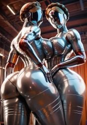 2girls ai_generated atomic_heart big_ass big_breasts huge_ass robot_girl the_twins_(atomic_heart) thick_thighs