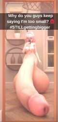 1futa 3d areolae balls balls_bigger_than_head balls_bigger_than_torso balls_expansion benevolent_bunny big_breasts breasts english_text flaccid futa_only futanari gaping_urethra gigantic_penis huge_balls huge_cock hyper hyper_balls hyper_penis light-skinned_futanari light_skin mirror mirror_selfie nipples nude nude_futanari penis penis_bigger_than_body penis_expansion penis_growth penis_longer_than_knee phone pink_hair selestia_(benevolent_bunny) snapchat solo standing testicles text