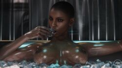 1girls 3d breasts cyberpunk_2077 dark-skinned_female dark_skin female ferdinand_(artist) nipples t-bug_(cyberpunk_2077)