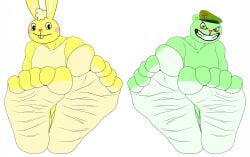 2boys 5_toes anthro bear beret bunny cuddles cuddles_(htf) cyborg-steve delicious_feet delicious_soles duo edit evil fangs feet feet_focus feet_together fliqpy fliqpy_(htf) foot_fetish foot_focus foot_tease furry green_eyes green_fur grin happy_tree_friends hat headwear lagomorph leporid male mammal mondo_media presenting_feet presenting_soles rabbit simple_background sitting soles tasty_feet tasty_soles teasing teasing_with_feet toes yellow_fur