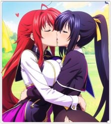 2females 2girls 2women ai_generated akeno_himejima girl_on_girl high_school_dxd lesbian_couple lesbian_kiss lesbian_sex rias_gremory yuri yuri yuri