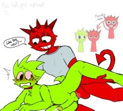 asshole big_penis fucked_from_behind gay gay_domination gay_sex green_skin red_skin side_fuck sprunki