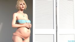 1girls 3d ashley_graham belly big_belly blonde_hair breasts durabo female nipples nipples_visible_through_clothing pregnant resident_evil solo swimsuit