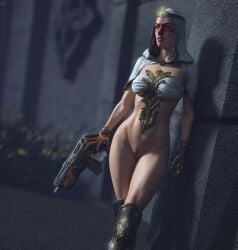 3d female galena_(quake_champions) human missally no_panties quake quake_champions video_games