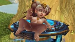 3d breasts chromie female gnome gnome_(warcraft) nipples nude nude_female pussy pussy_juice sambro80 shortstack solo spread_legs world_of_warcraft