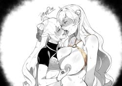 1femboy 1girls alternate_costume big_breasts bigger_female black_and_white breast_press breast_press_on_chest breasts cheating commission deirdre_(fire_emblem) femboy fire_emblem fire_emblem:_genealogy_of_the_holy_war fire_emblem_engage kissing long_hair netorare nipple_play nipples ntr rosado_(fire_emblem) saliva saliva_string smaller_male sweat tongue_kiss tongue_out yusi_vishnu