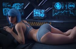 3d blue_hair female human looking_at_viewer missally nyx_(quake_champions) quake quake_champions video_games