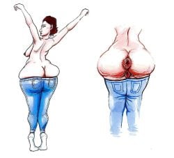 anal anus gape gaping_anus huge_gape jeans jeans_down large_anus loose_anus ruined_anus swollen_anus tagme wrecked_ass