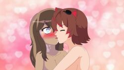 big_breasts breasts cute hearts hispanic hispanic_virtual_youtuber kissing latam_virtual_youtuber nude rakkun simple_background tomiaf tortieza twitter virtual_youtuber vtuber vtuberfanart yuri