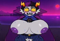 1girls ai_generated big_breasts black_eyes black_hair black_iris civitai crossgender curved_horn curved_horns eridan_ampora exposed_breasts exposed_pussy female female_focus female_only genderswap_(mtf) homestuck homestuck_troll horns huge_breasts hyper_breasts large_breasts pussy ripped_clothing rule_63 solo solo_female solo_focus surprise surprised surprised_expression tagme torn_clothes torn_clothing two_tone_hair violet_hair violet_nipples yellow_sclera