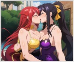 2females 2girls 2women ai_generated akeno_himejima girl_on_girl high_school_dxd lesbian_couple lesbian_kiss lesbian_sex rias_gremory yuri yuri yuri