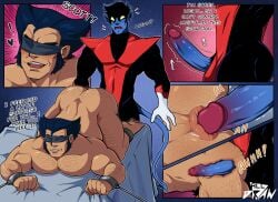 abs all_draw anal anal_sex bara biceps big_penis blue_body blue_skin clothing daddy dilf erection gay gay_anal gay_sex kurt_wagner logan_(x-men) male male/male male_nipples male_only manly marvel marvel_comics mature_male muscular_male nightcrawler nipples pecs penetration penis sex tight_clothing wolverine_(x-men) x-men