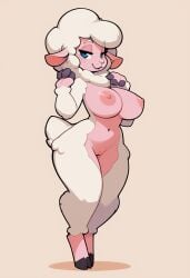 ai_generated anthro big_breasts breasts furry furry_female furry_only pussy sheep solo solo_female