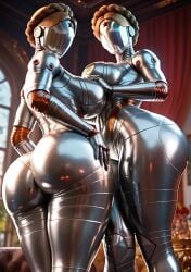 2girls ai_generated atomic_heart big_ass big_breasts from_below huge_ass robot_girl the_twins_(atomic_heart) wide_hips