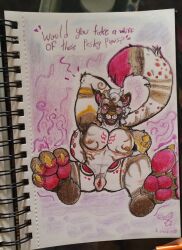 cuntboy cute_fangs furry paws pesky_paws traditional_drawing_(artwork) wetdreamf0x