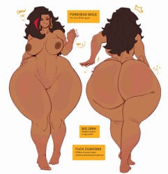 1girls areolae ass ass_slap barefoot big_ass big_breasts brown_hair carmessi completely_nude completely_nude_female curvy_figure dark-skinned_female dark_skin earrings full_body gala_(carmessi) gigantic_ass huge_ass huge_breasts nude nude_female red_hair solo_female voluptuous wide_hips