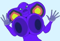 against_glass animated anthro arbok big_breasts breasts breasts_on_glass cute fangs green_eyes hand_on_glass huge_breasts hypnotic hypnotizing_viewer large_areolae large_breasts looking_at_viewer nintendo nude pokemon purple_nipples purple_skin reptile scalie sebrina_arbok smile zp92