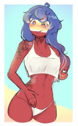 1girls bikini clothing countryhumans countryhumans_girl departamenthumans fluffermafer granada_(departamenthumans) latina long_hair nicaragua red_hair red_skin