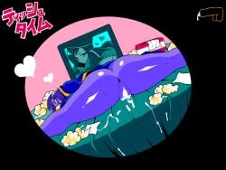 1girls 2d after_sex animated anus asian_mythology ass ass_focus bikini bottomless breasts chinese_mythology clothed cum cum_in_pussy cum_inside cum_on_sheets east_asian_mythology female game_cg hat heart hearts_around_head huge_breasts japanese_text jermaneels jiangshi jiangshi_(jermaneels) loop looping_animation lying lying_on_stomach mythology open_clothes pixel_animation pixel_art purple_body purple_skin pussy sheets short_hair smile spread_legs string_bikini strip_rock-paper-scissors_-_jiangshi_edition television thick_thighs thighs tissue tissue_box