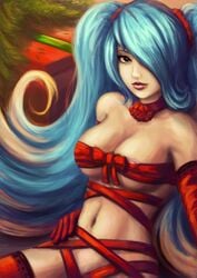 blue_hair league_of_legends ninjaviking silent_night_sona snowdown_showdown_series sona_buvelle tagme