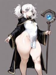 1girls ai_generated big_ass blue_eyes bubble_ass bubble_butt commission curvy_female curvy_figure dark_souls dungeons_and_dragons elden_ring hand_on_hip lily_buns mage magic_user magical_girl oatmealdood oblivion oc original pale-skinned_female shortstack skyrim small_breasts solo_female solo_focus staff the_elder_scrolls thick_ass thick_hips thick_legs thick_thighs tight_clothing tight_fit voluptuous_female white_hair