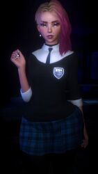 1girl 1girls 2026 3d 4k background blonde blonde_female blonde_hair blue_eyes bnwo breasts choker chromatic_aberration classroom clothed clothing crashbanditkut depth_of_field detailed_background earrings eyebrow_piercing eyebrows eyelashes eyeshadow female freckles freckles_on_face gwen_stacy gwen_stacy_(spider-verse) hair half-closed_eyes hi_res high_resolution highres human indoors inside light-skinned_female light_skin lips lipstick long_eyelashes long_nails looking_at_viewer makeup marvel marvel_comics mascara medium_hair multicolored_hair nail_polish nails night nose_piercing pantyhose piercing piercings pink_hair pinup qos qos_clothing queen_of_spades queen_of_spades_symbol ring_piercing room school school_uniform schoolgirl self_upload skirt slim_waist small_breasts snowbunny solo solo_female solo_focus sony_pictures_animation spider-gwen spider-gwen_(spider-verse) spider-man:_across_the_spider-verse spider-man:_into_the_spider-verse spider-man_(series) standing straight superhero superheroine teenage_girl teenager thick thick_lips thick_thighs thighs tie virt-a-mate virtamate waist young young_female