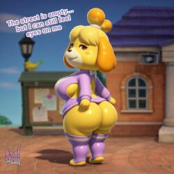 3d 3d_render ai_assisted ai_generated animal_crossing anthro ass ass_crack back back_view big_ass big_breasts big_butt big_ears bottom_heavy canid canine clothed_anthro curvy curvy_female curvy_figure detailed_background digital_media_(artwork) dog_girl female female_only floppy_ears fur furry high_quality high_resolution highres isabelle_(animal_crossing) legwear lewdstein looking_at_viewer looking_back mammal mammal_humanoid nintendo oiled oiled_skin outdoors petite purple_clothing shih_tzu shortstack sideboob socks suggestive suggestive_look sweater tease thick_ass thick_thighs thigh_socks thighs toy_dog video_game_character video_game_franchise virgin_killer_sweater voluptuous wide_hips yellow_body yellow_fur