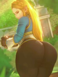 1girls 3:4 3d 3d_animation animated ass ass_focus big_ass blonde_hair bottom_heavy bouncing_ass breath_of_the_wild clothing fat_ass female female_only gluteal_fold huge_ass jiggle jiggling_ass large_ass long_hair looking_at_viewer looking_back massive_ass no_sound nurico princess_zelda rear_view shorter_than_10_seconds solo the_legend_of_zelda thick_ass thick_thighs thunder_thighs vertical_video video wide_hips zelda_(breath_of_the_wild)