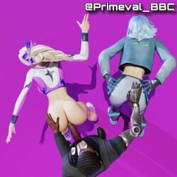 3d_(artwork) 3d_render black_man blender blender_(artwork) dark-skinned_male fortnite fortnite:_battle_royale fortnite:_save_the_world haylee_skye_(fortnite) interracial killian_(fortnite) lightrider_(fortnite) original_art pale-skinned_female primeval_bbc threesome