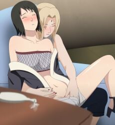2girls age_difference big_breasts black_eyes black_hair blonde_hair breasts chair clothing dripping dripping_pussy duo duo_focus female female/female female_only female_torso finger_fuck fingering fingering_partner fingering_pussy fingers_in_pussy fishnets forehead_jewel forehead_mark genital_fluids groping high_resolution hokage_office huge_breasts kimono lesbian_sex lipstick lying lying_on_side makeup moaning multiple_females multiple_girls nail_polish naked naruto naruto_(classic) naruto_(series) naruto_shippuden older_female open_mouth optimystic pussy shizune sitting_on_lap sitting_on_person spoon_position spooning spread_legs straddling teacher_and_student tsunade tube_top uncensored vaginal_insertion vaginal_penetration vaginal_sex voluptuous vulva_handjob wet wet_pussy younger_female yuri
