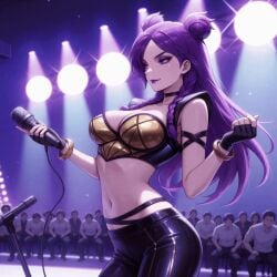 1girls 2d ahegao_ai ai_generated animated breasts clothed female female_focus female_only kai'sa kda kda_kaisa league_of_legends riot_games safe_for_work singing