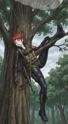 1girls ai_art ai_generated blood blood_in_mouth braided_hair braids corpse death defeated_villainess dying female_combatant female_villain freckles freckles_on_face ginger ginger_female ginger_hair grok grok_imagine gunshot_wound machine_pistol nazi nazi_armband nazi_uniform racist racist_woman red-haired_female red_hair redhead redhead_female redheaded_female snuff submachine_gun third-party_edit third_party_edit villainess zako
