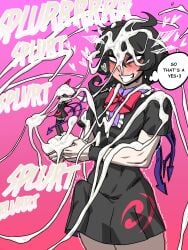 1boy ambush_(trap) blush bulge commentary_request cosplay creamy_cum crossdressing cum cum_everywhere cum_on_body cum_on_face eddybird erection erection_under_clothes excessive_cum eyes_rolling_back femboy imminent_sex large_penis male male_only masturbation nue_houjuu otoko_no_ko pleasure_face precum_through_clothing rule_63 solo sticky_cum tenting thick_cum touhou