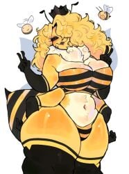 bee bee_girl bees breasts oc original_character tagme tagme_(artist) tagme_(character) thighhighs thighs